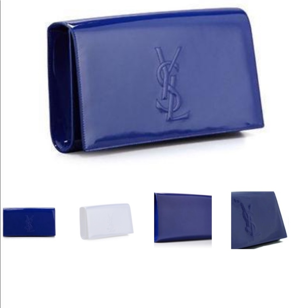 ⚡️💙YSL Belle Du Jour Neon Blue Patent Leather Clutch